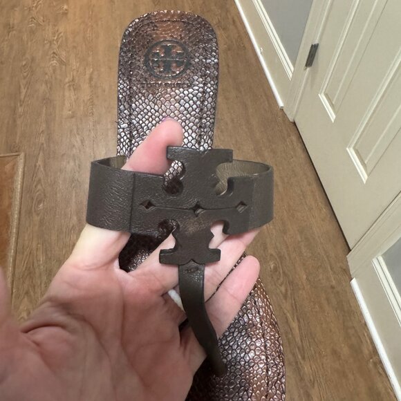 Tory Burch Moore Flat Thong Double T Sandals in Espresso - Picture 3 of 6